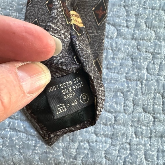 Ermenegildo Zegna Tie Gray & Brown Silk Made in Italy Formal Size 58” x 3.75” - Picture 6 of 10